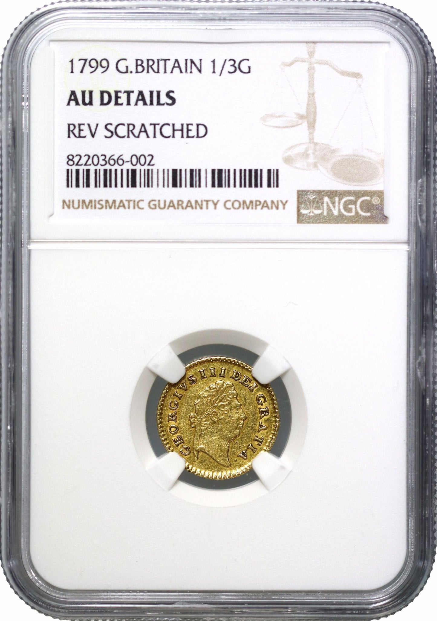 George III 1799 Third-Guinea, first bust, AU Details
