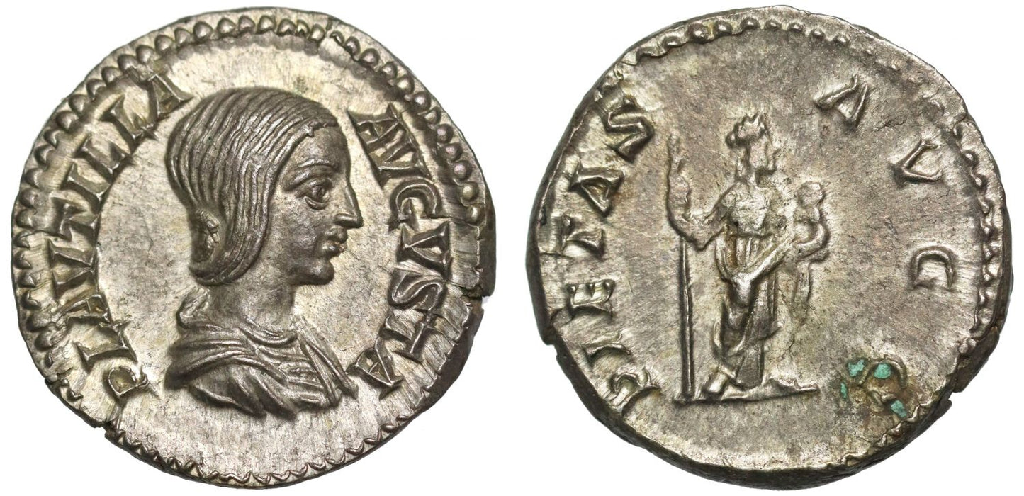 Plautilla, Murdered Wife of Caracalla, Silver Denarius, Pietas.