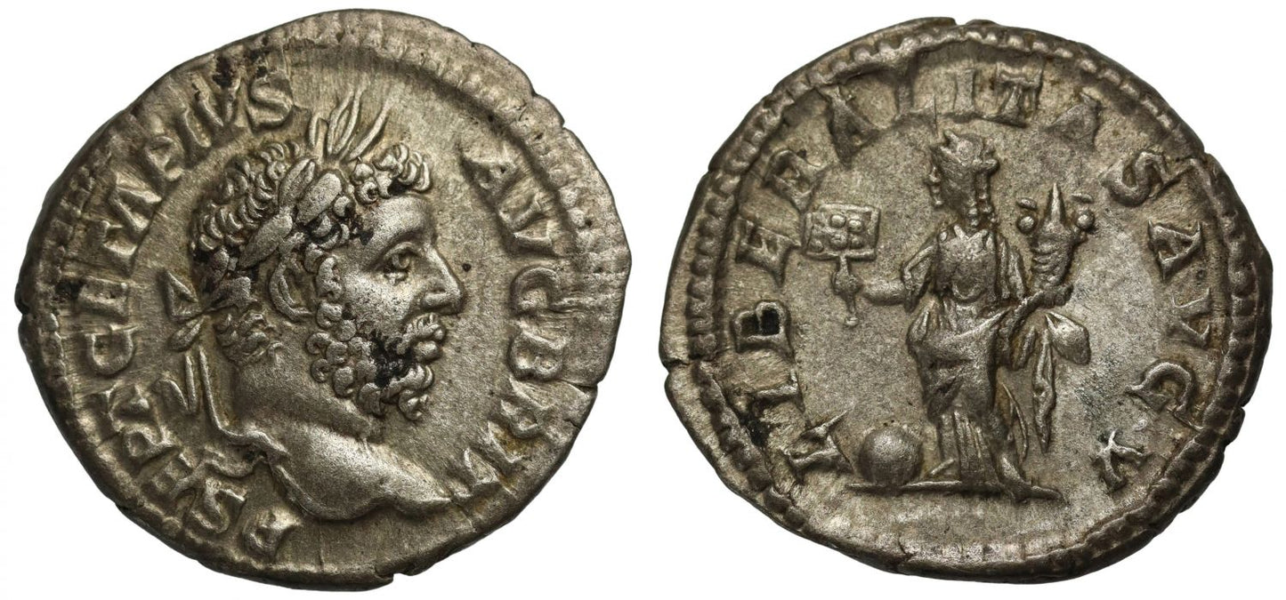 Geta, Silver Denarius, with the title Augustus Britannicus.