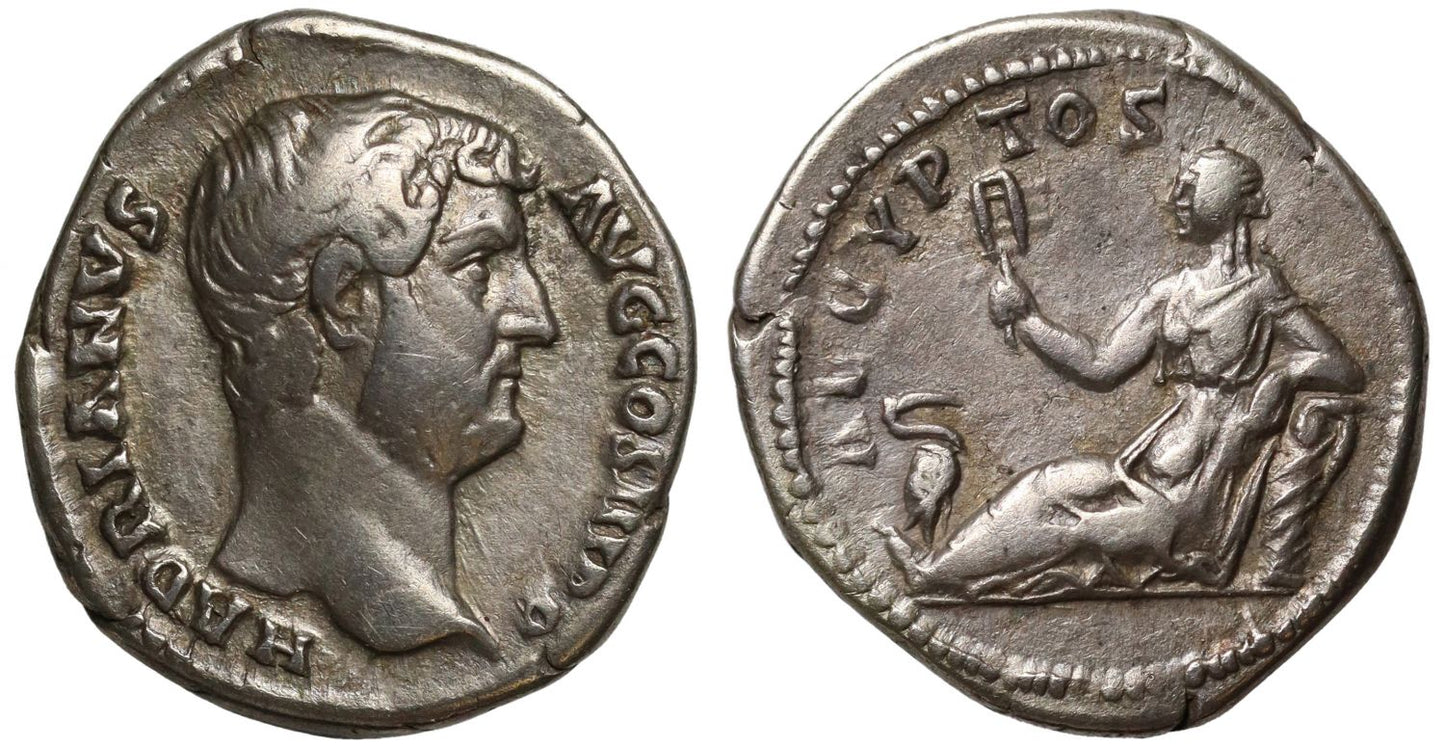 Hadrian, Silver Denarius with Egypt reverse.