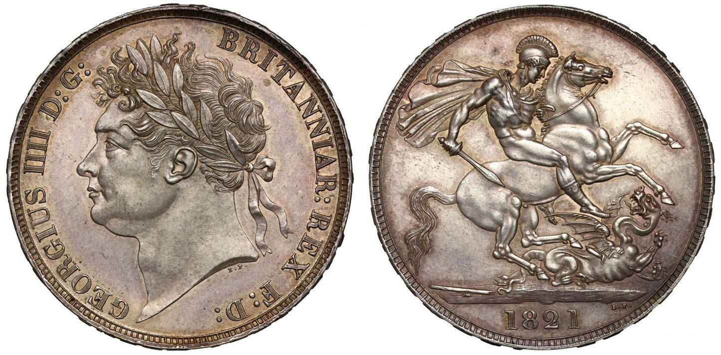 George IV 1821 Crown of Five Shillings, edge year SECUNDO