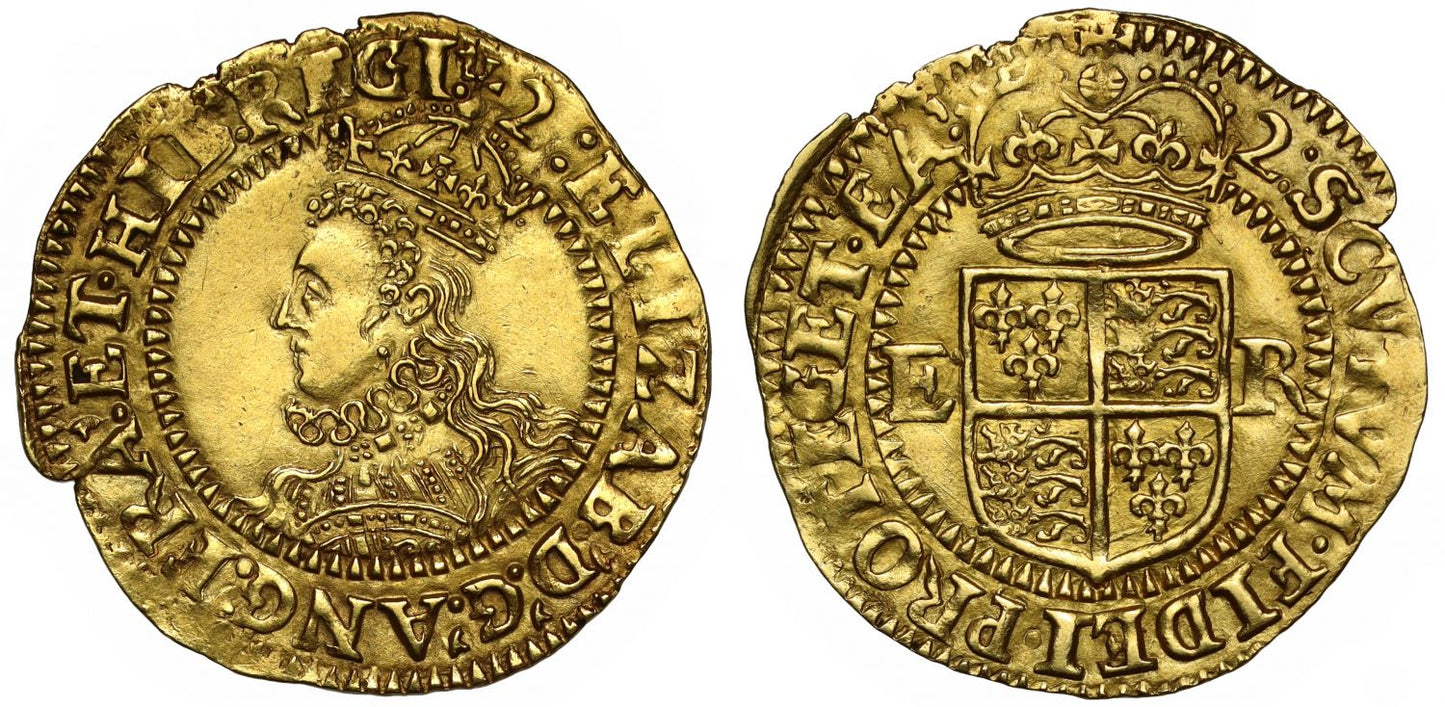 Elizabeth I gold Crown, seventh coinage, initial mark 2