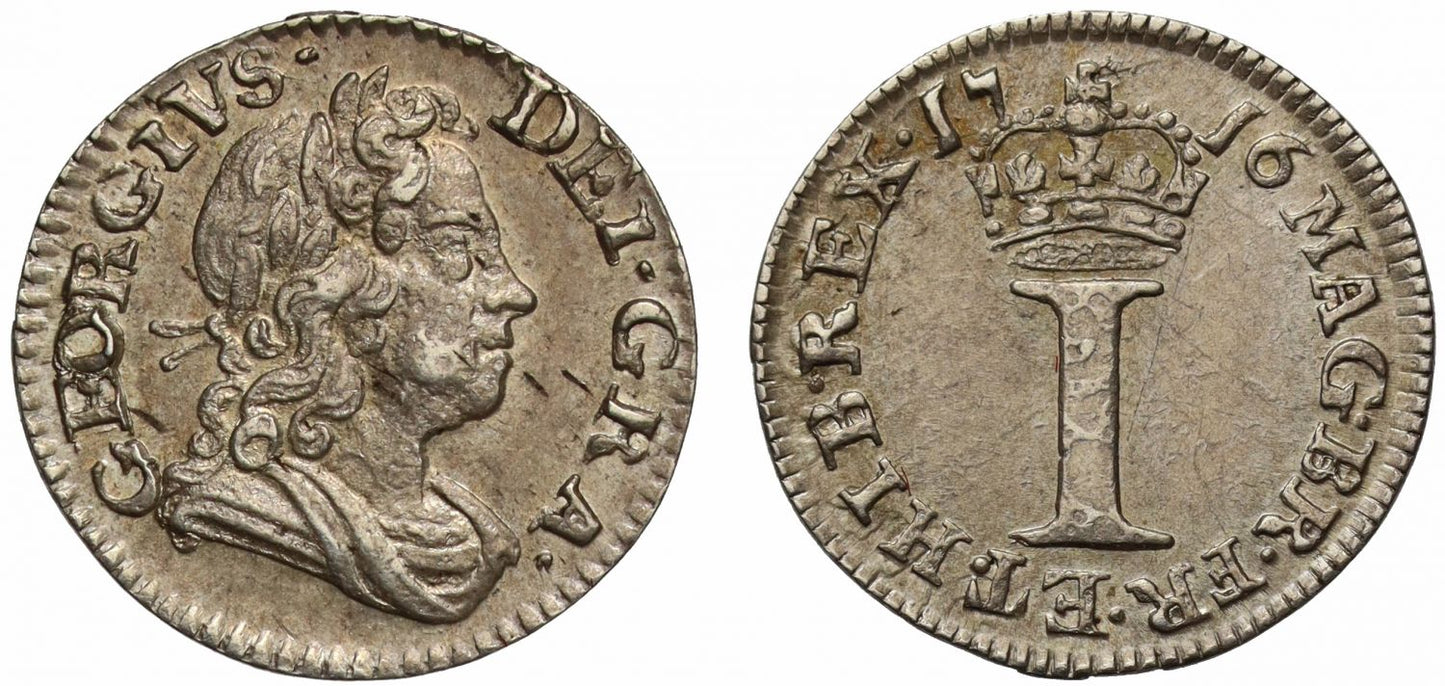 George I 1716 silver Penny, no stop after date, MS63