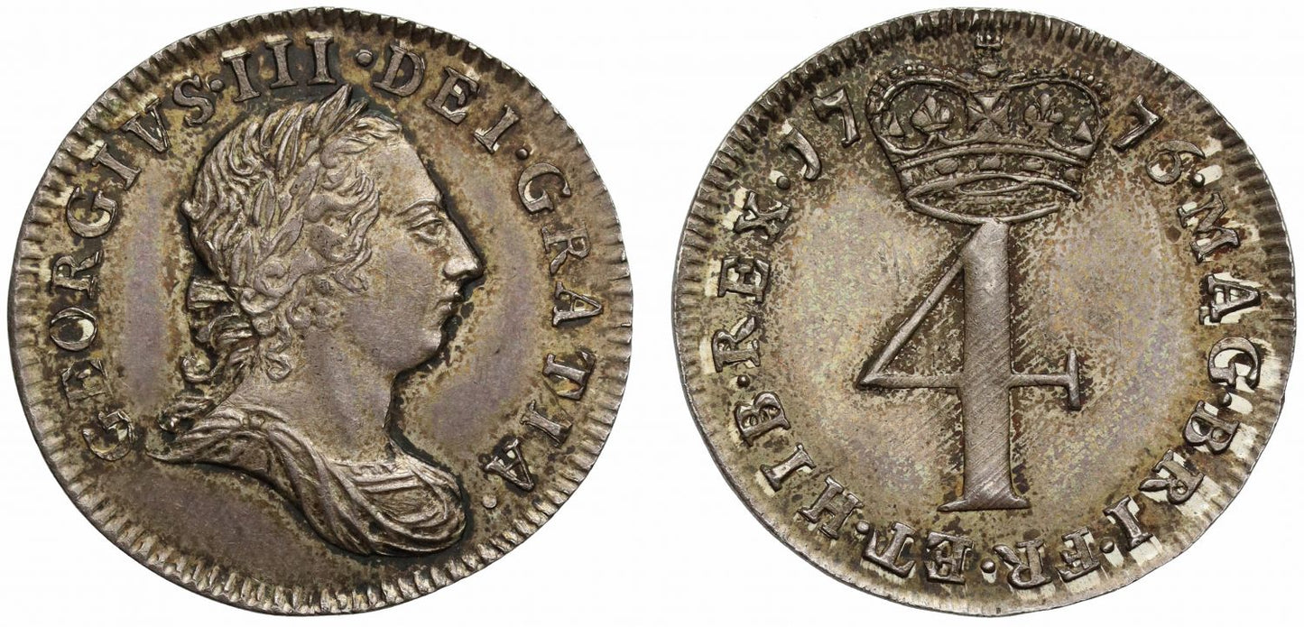 George III 1776 silver Fourpence, NGC MS63 American War of Independence year