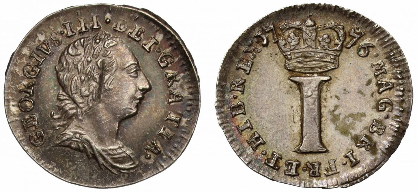 George III 1776 silver Penny MS63, second 7 re-entered variety in date