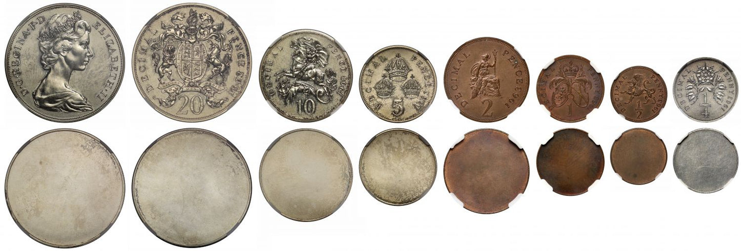 Elizabeth II 1963 pattern Uniface Decimal 8-coin Set MS61-64 with original box