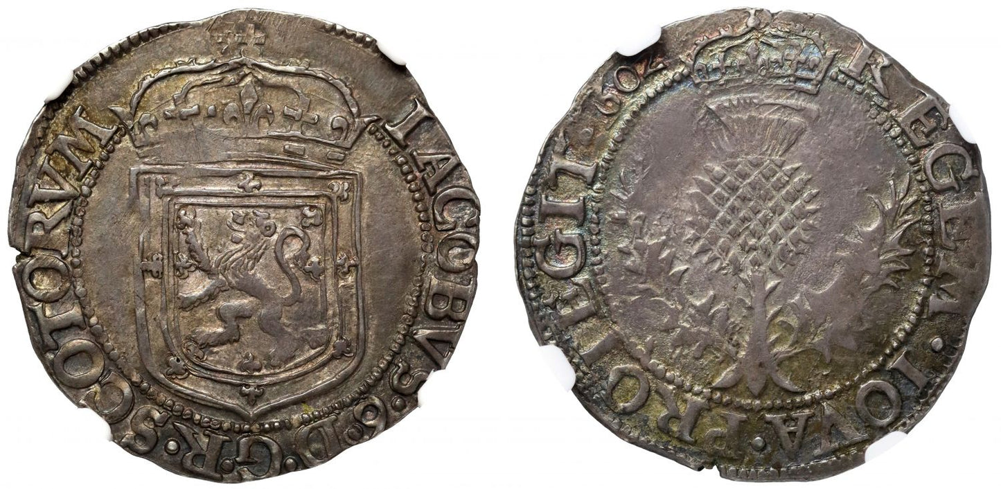 Scotland, James VI silver Merk 1602, NGC MS64 finest graded