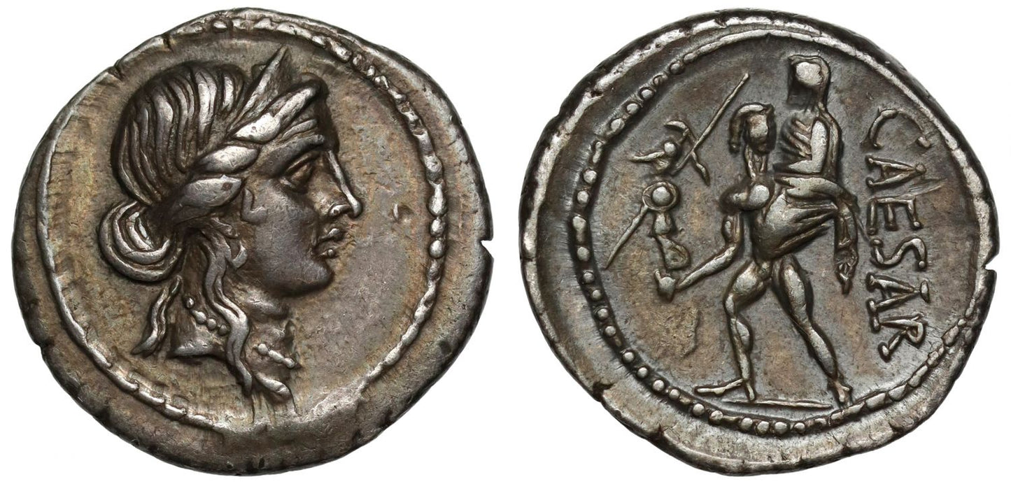 Julius Caesar, silver Denarius, Aeneas and Anchises.