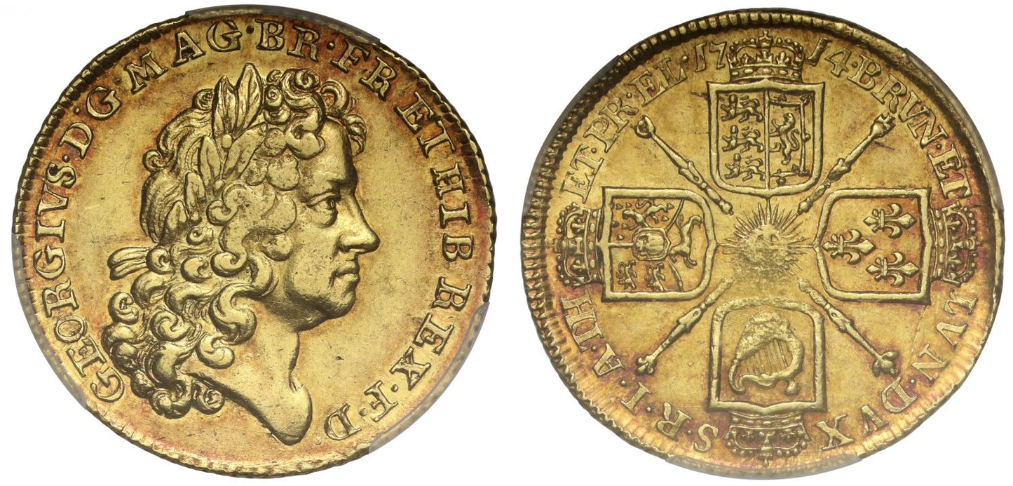 George I 1714 'Prince Elector' Guinea, first issue, PCGS AU58