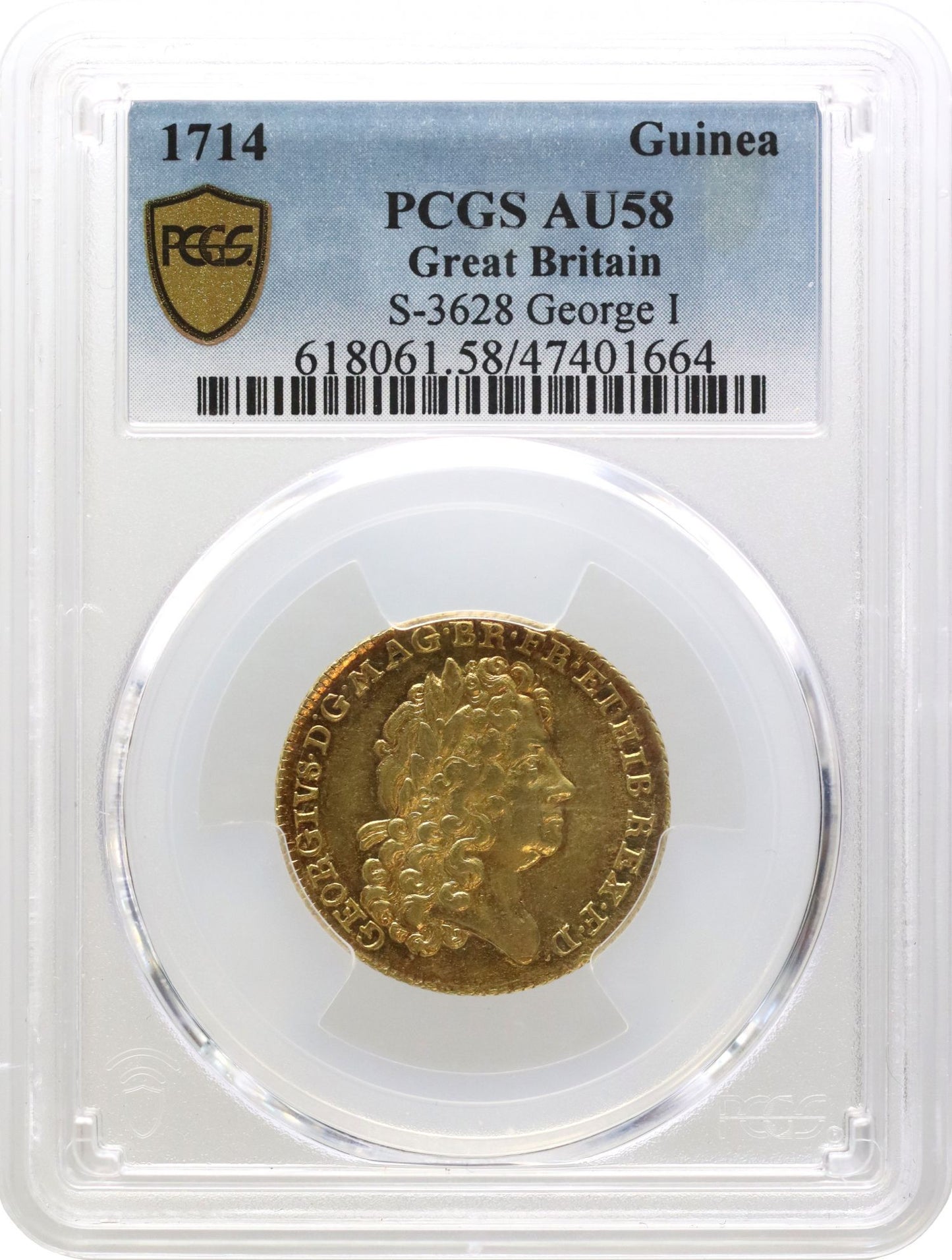 George I 1714 'Prince Elector' Guinea, first issue, PCGS AU58