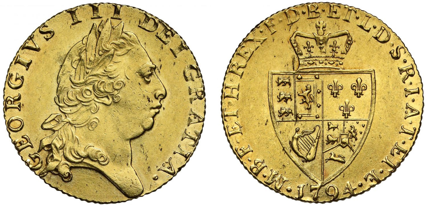 George III 1794 Guinea spade reverse AU58