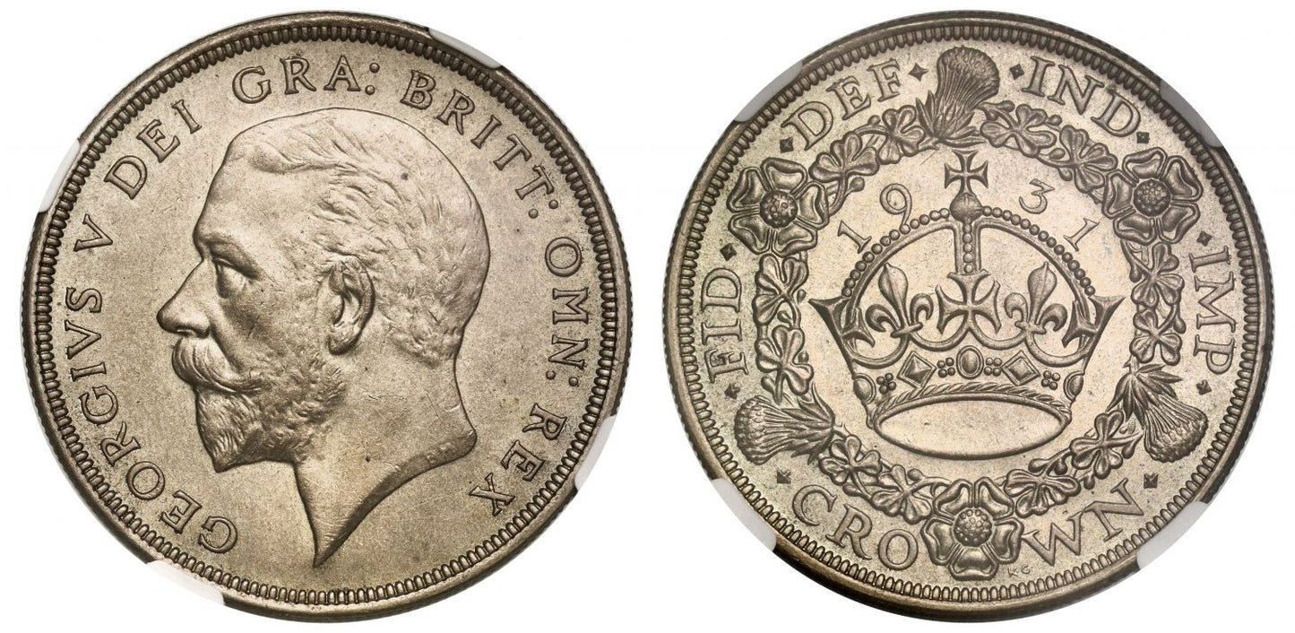 George V 1931 'Wreath' type Crown. NGC MS62