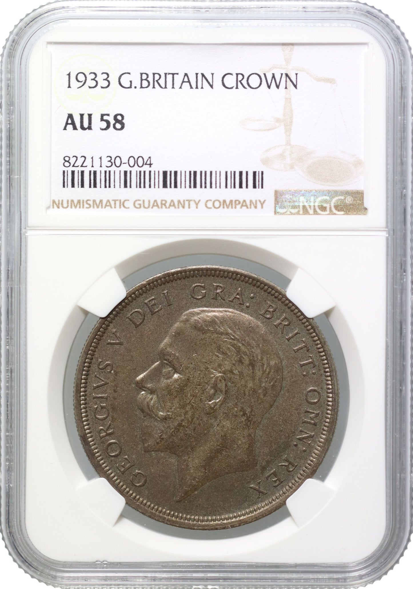 George V 1933 'Wreath' Crown AU58, only 7,132 issued in time for Christmas 1933