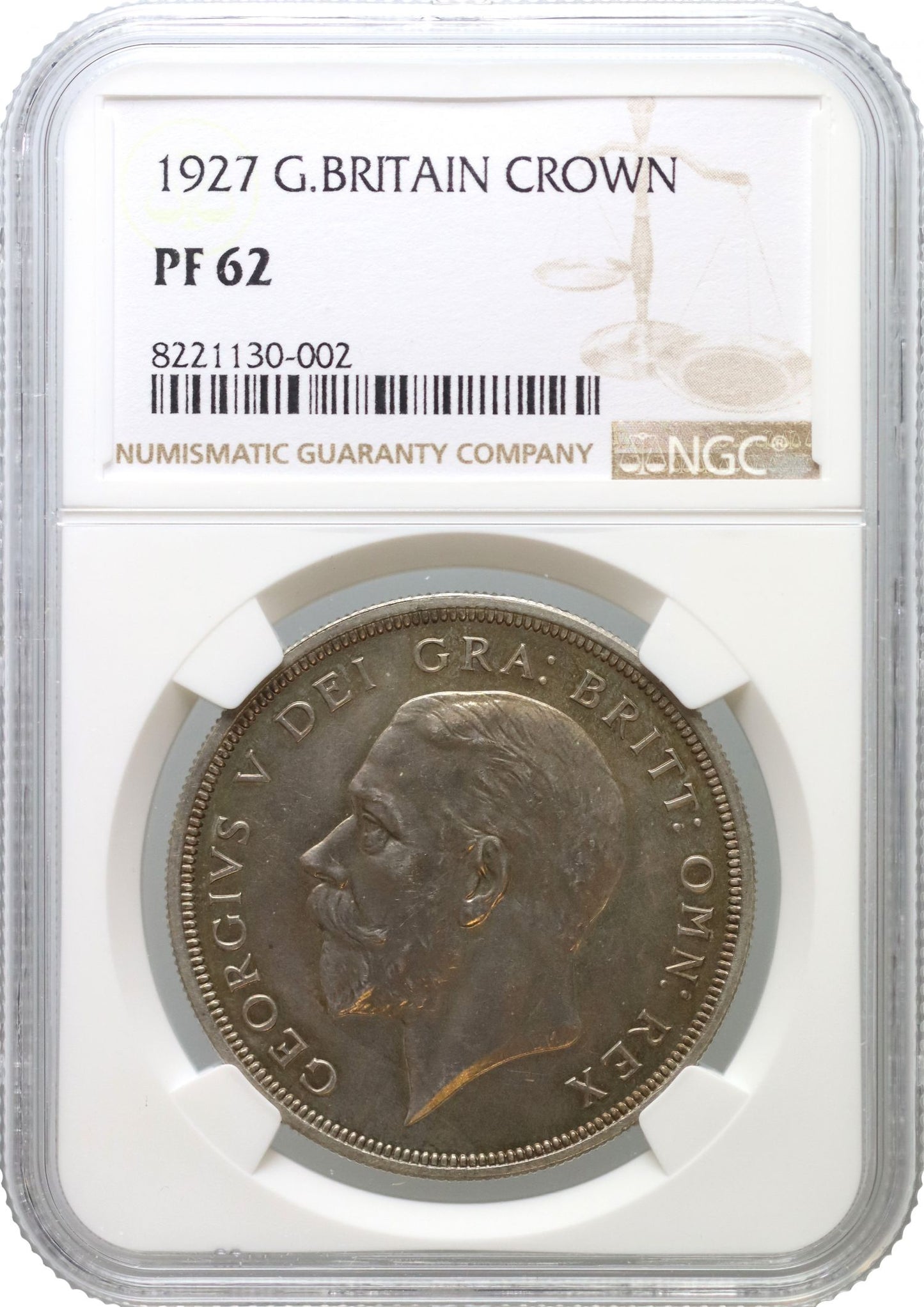 George V 1927 proof 'Wreath' Crown PF62