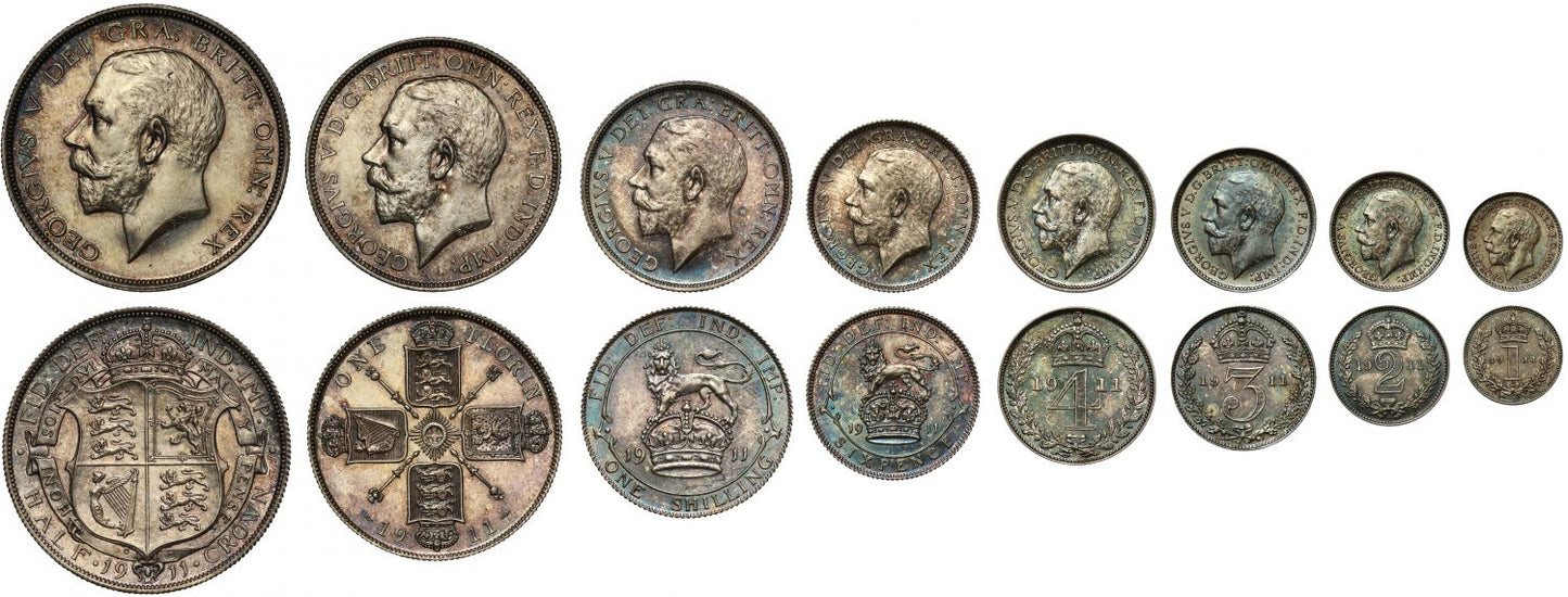 George V 1911 8-coin silver proof Set for Coronation