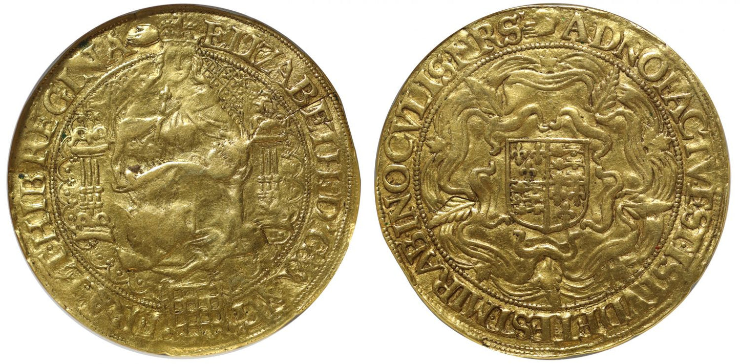 Elizabeth I fine gold Sovereign, 6th issue, mm hand (1590-2), rarest mm, XF40