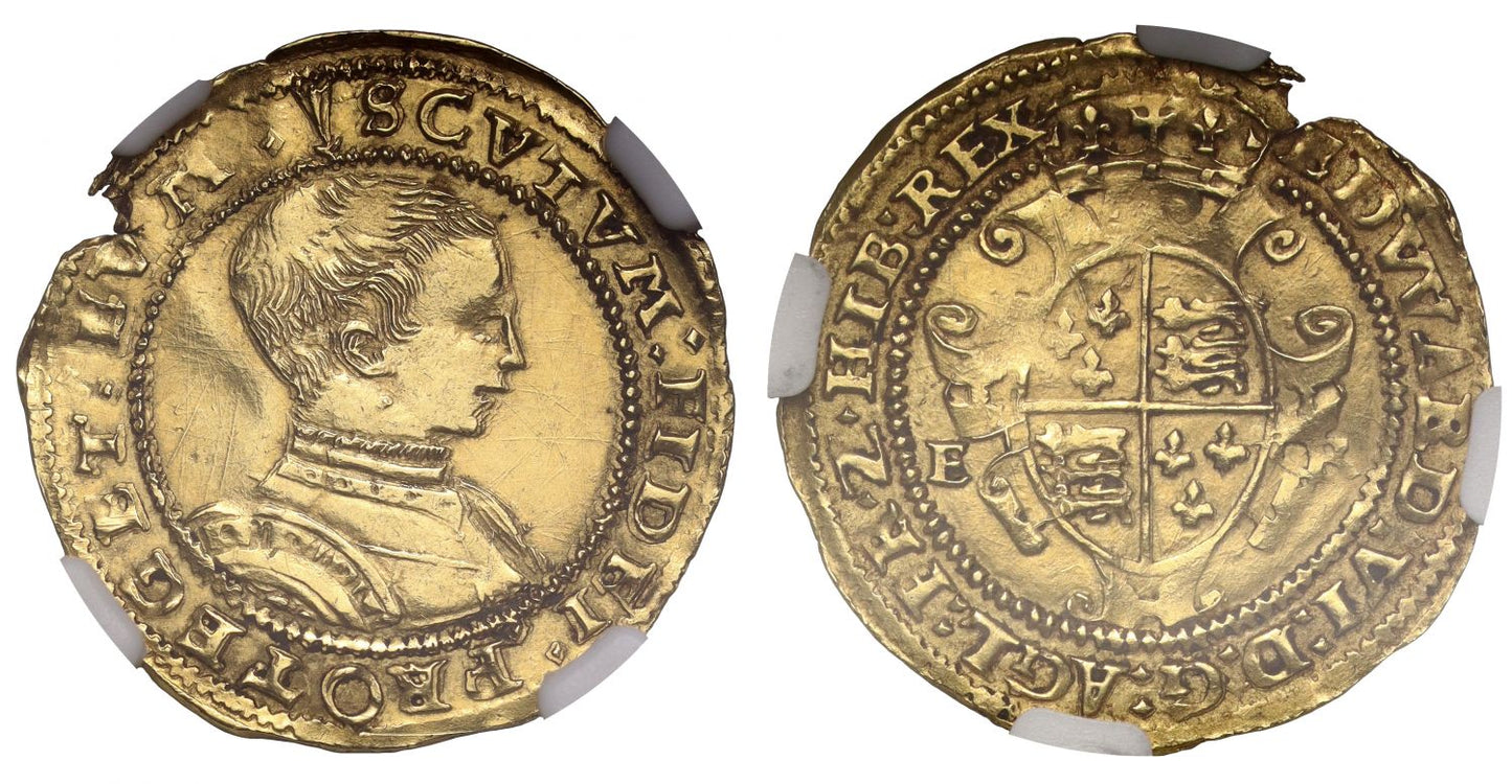 Edward VI gold Crown, second period, Tower I, mm arrow, bare head