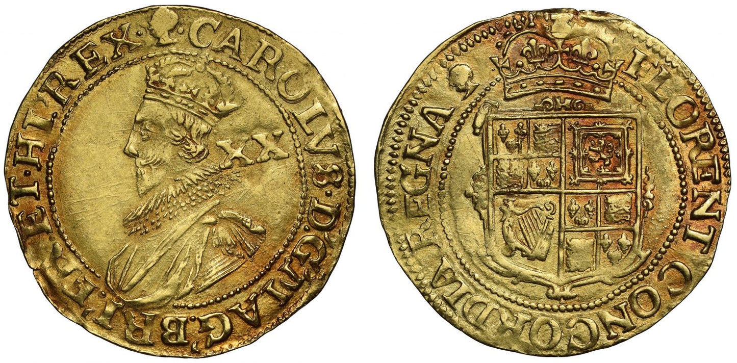 Charles I gold Unite, Tower mint initial mark African Head, NGC AU58