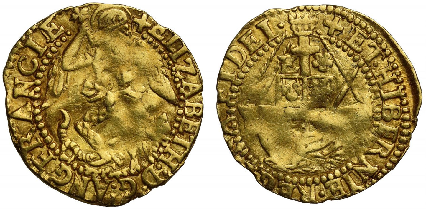 Elizabeth I Quarter-Angel, 5th issue, mm Greek cross (1578-9), ex Fitts