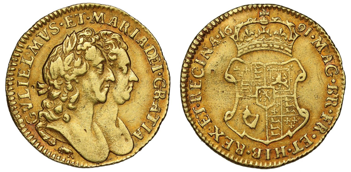 William and Mary 1691 Half-Guinea, Elephant and Castle, XF45
