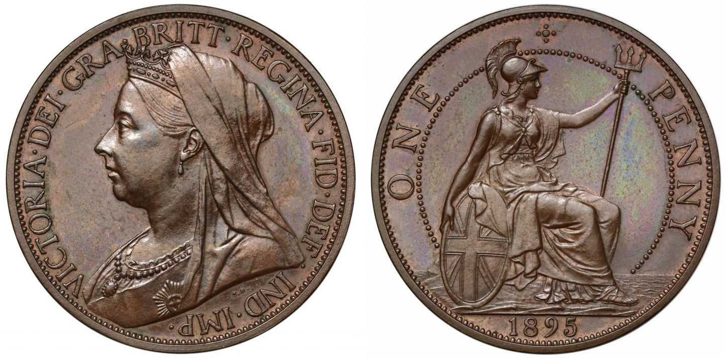 Victoria 1895 bronze pattern Penny, PF64 BN, dies 12+R, Freeman 777, R19