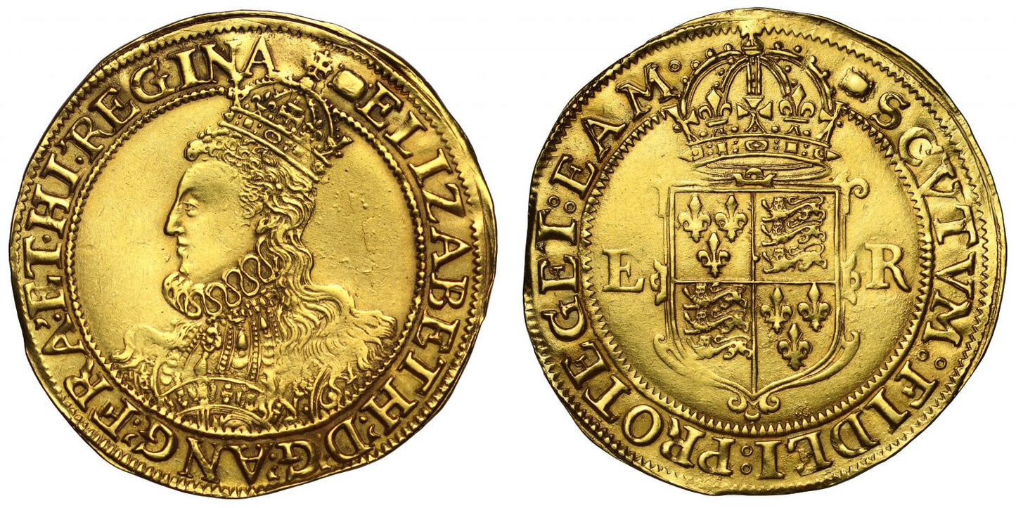 Elizabeth I gold Pound of 20-Shillings mm. woolpack (1594-6)