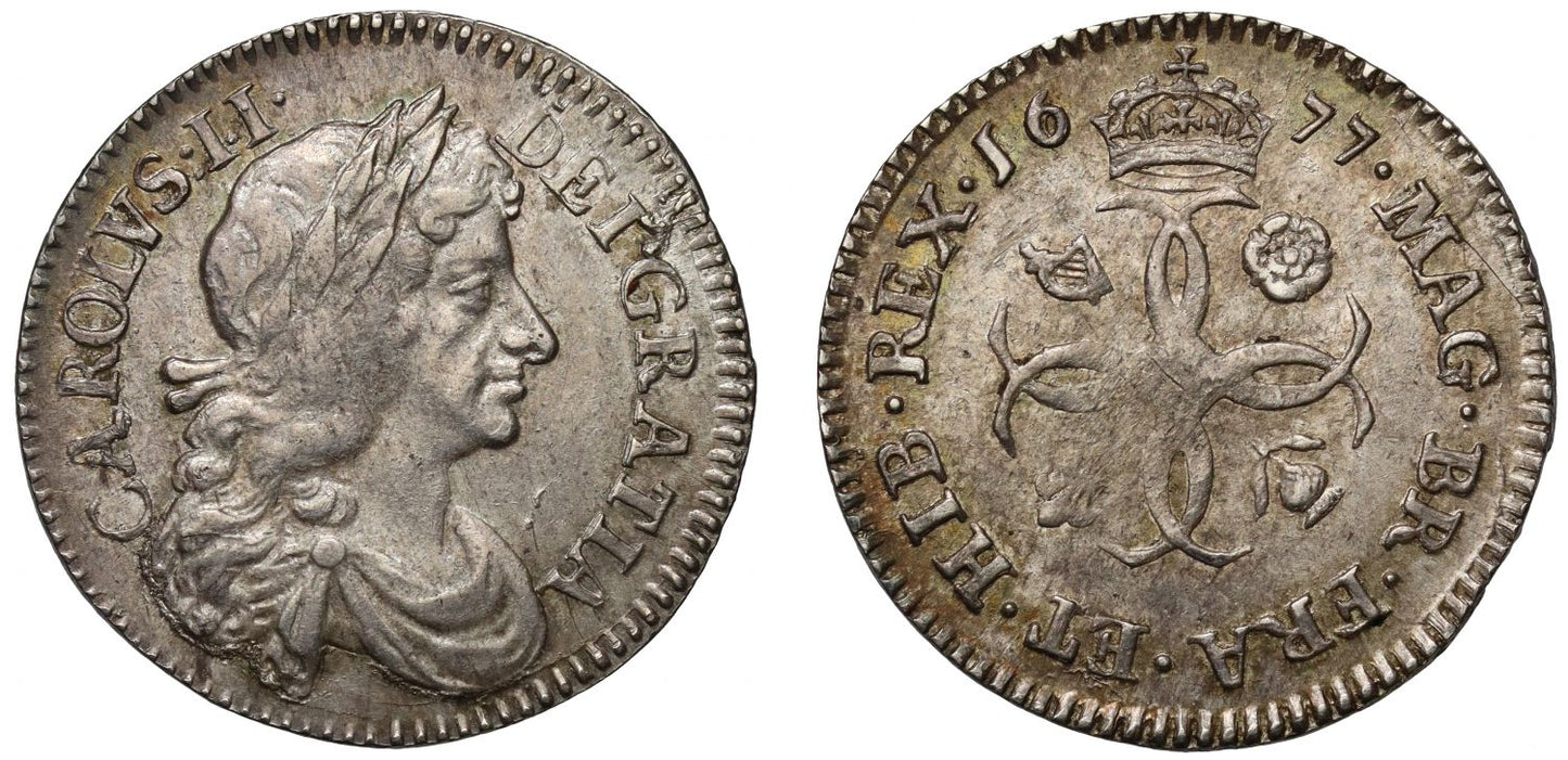 Charles II 1677 silver Fourpence