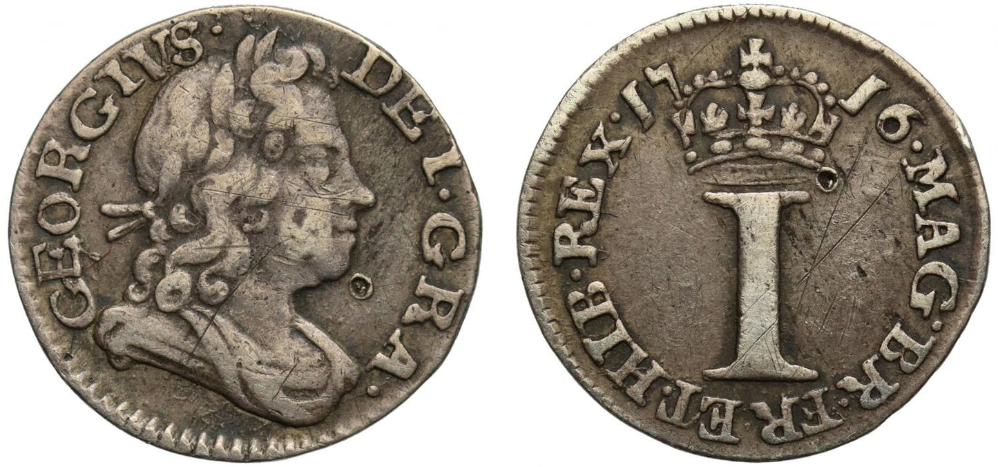 George I 1716 silver Penny with stop after date