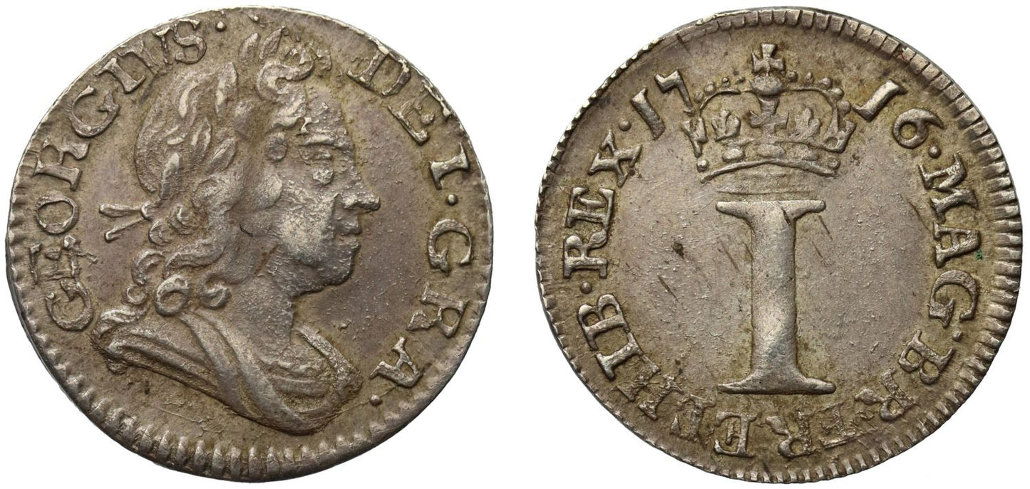 George I 1716 silver Penny, with stop after date