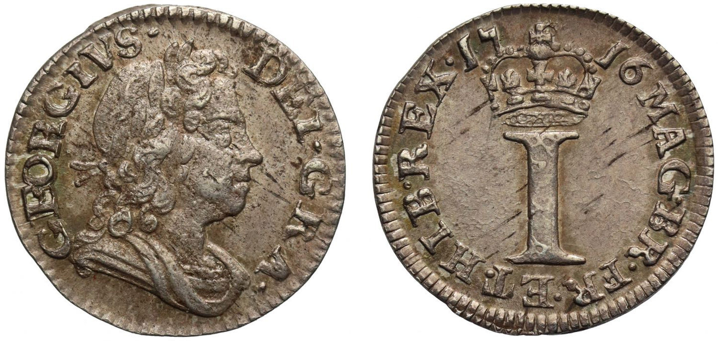 George I 1716 silver Penny, without stop after date