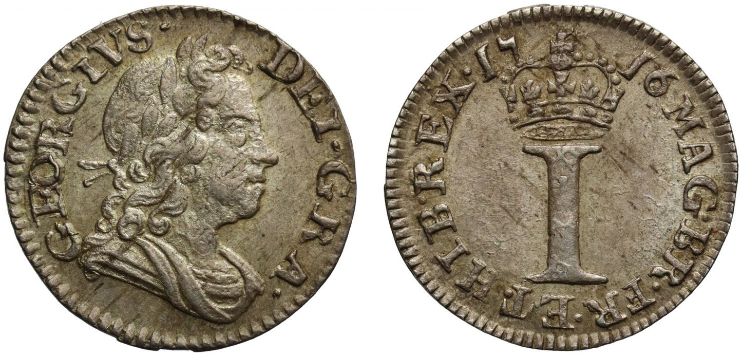 George I 1716 silver Penny, no stop after date
