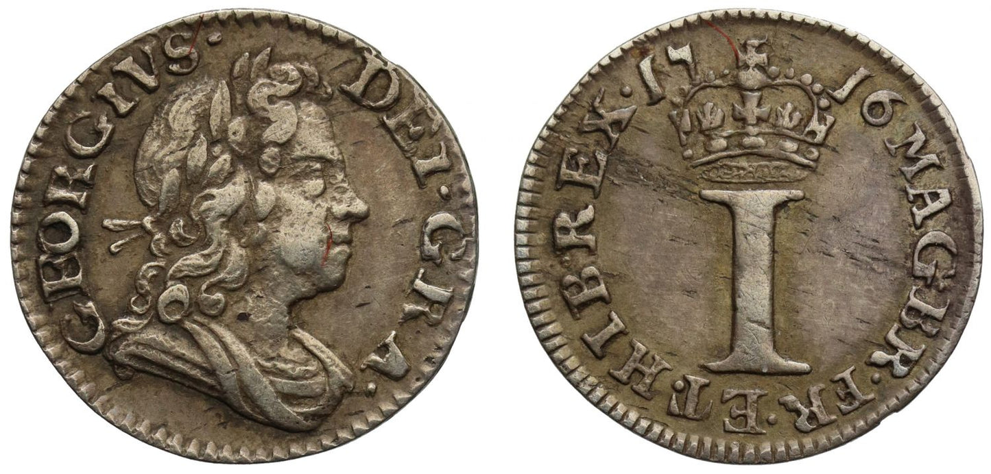 George I 1716 silver Penny, without stop after date