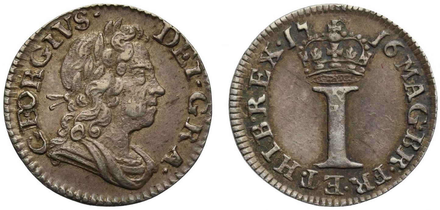 George I 1716 silver Penny, no stop after date