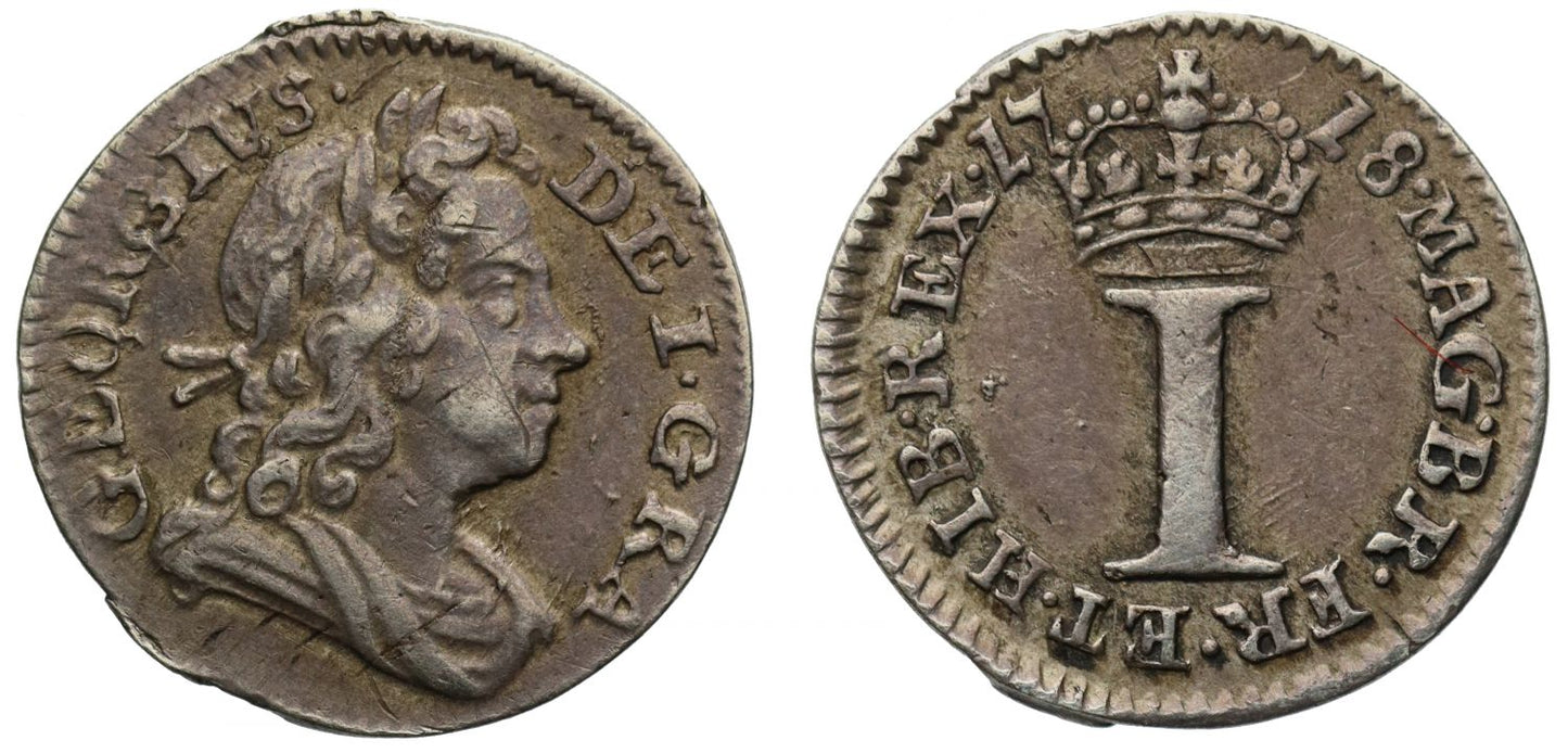 George I 1718 silver Penny, Z type 1 in date, no stop after GRA