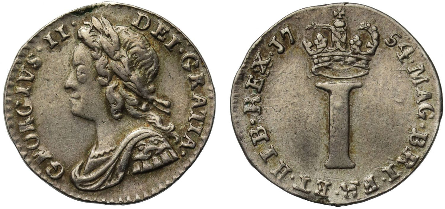 George II 1754 silver Penny