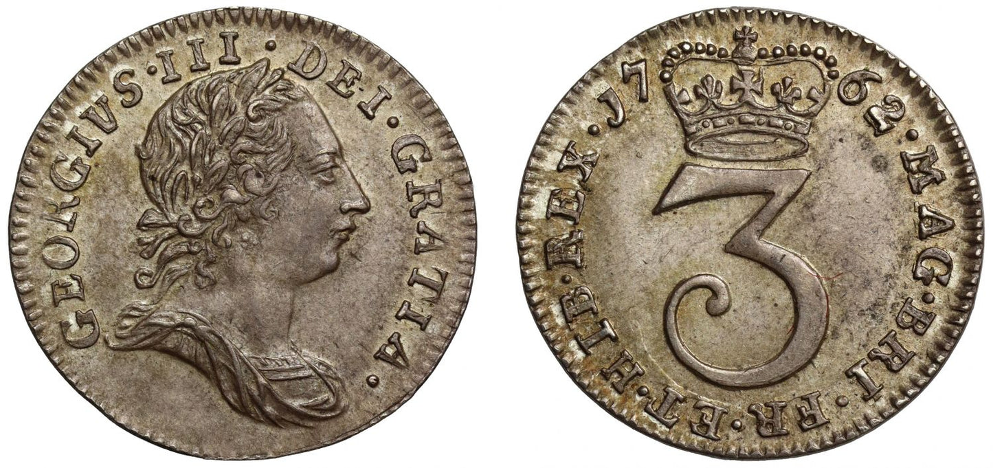 George III 1762 silver Threepence