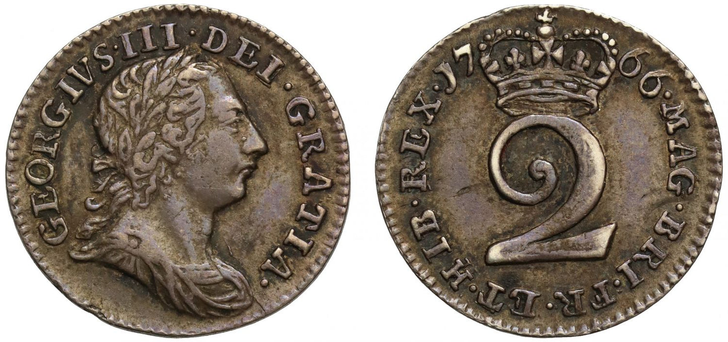 George III 1766 silver Twopence