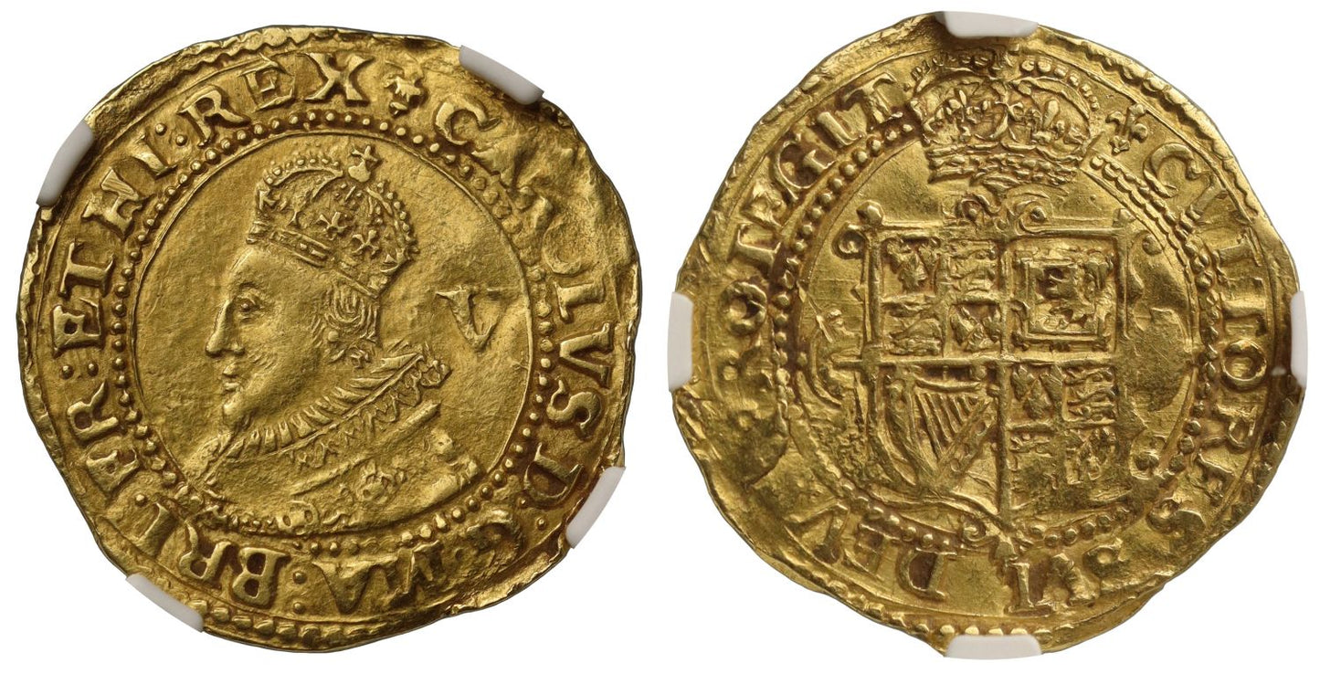 Charles I gold Crown Group A, first bust initial mark lis UNC DETAILS