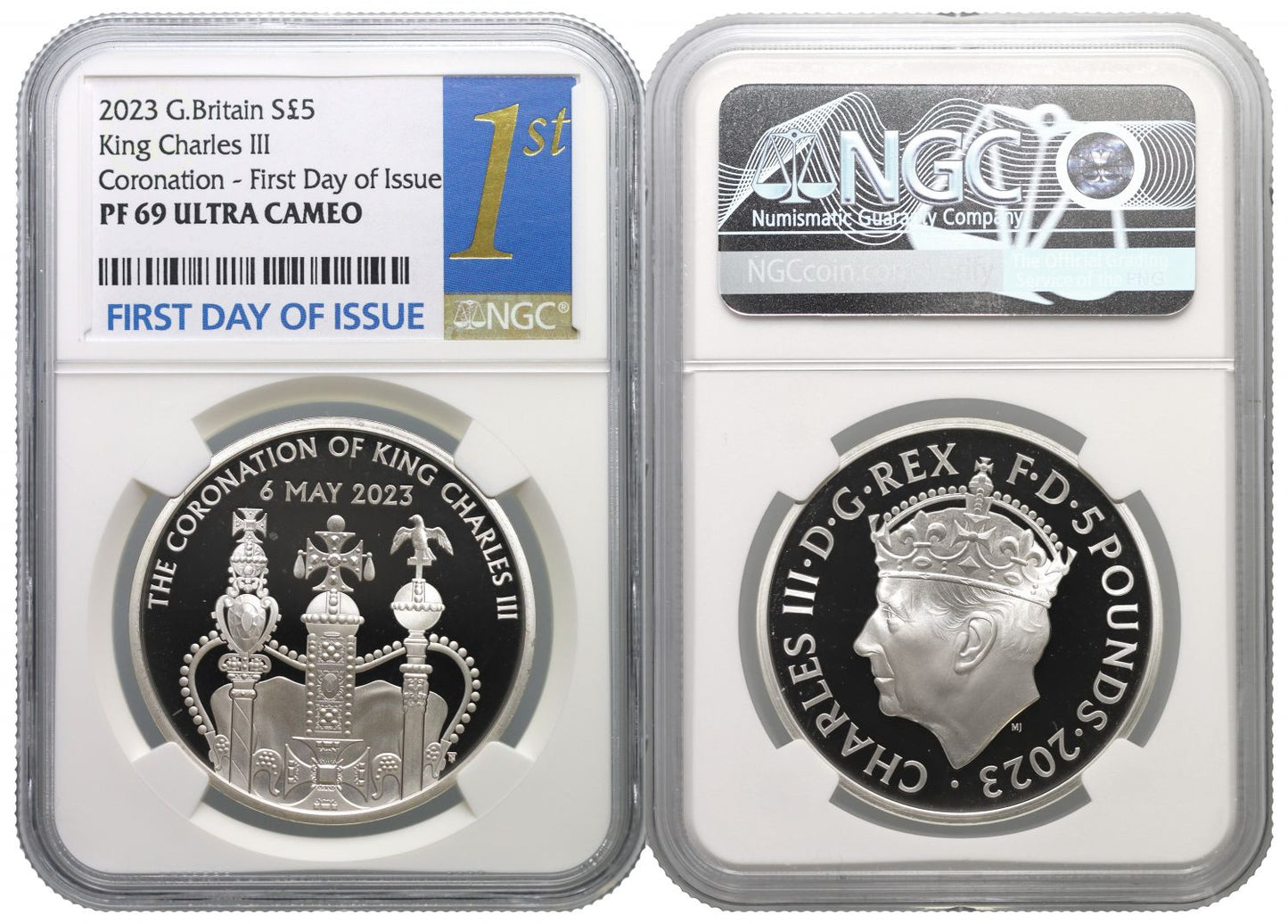 * Charles III 2023 PF69 FDI silver £5 Coronation