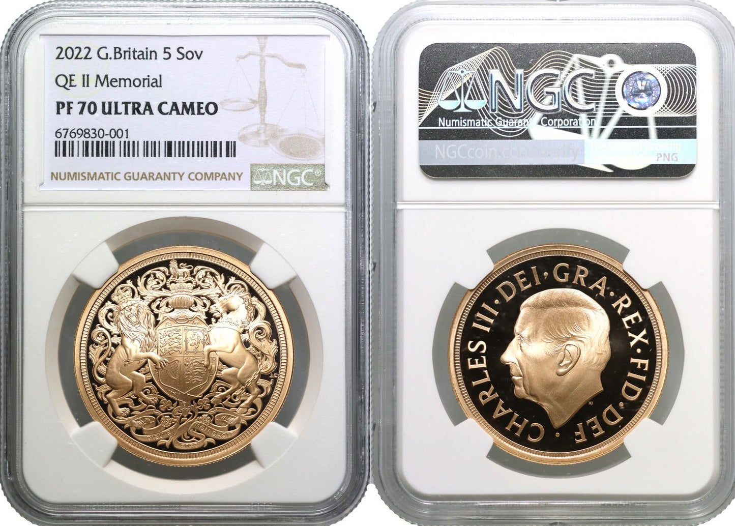 Charles III 2022 proof Five-Pounds Memorial PF70 UCAM