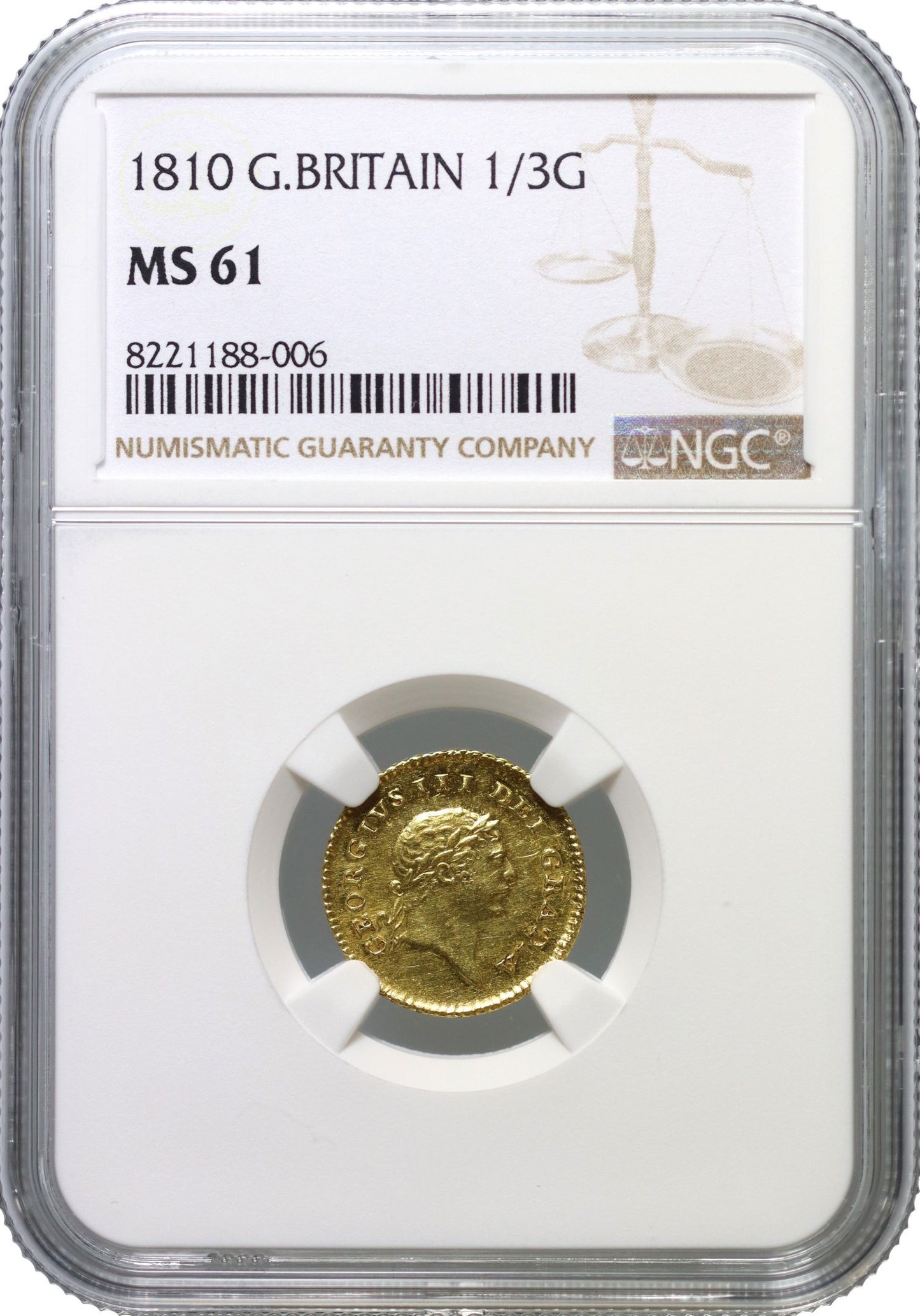 George III 1810 Third-Guinea, third type NGC MS61