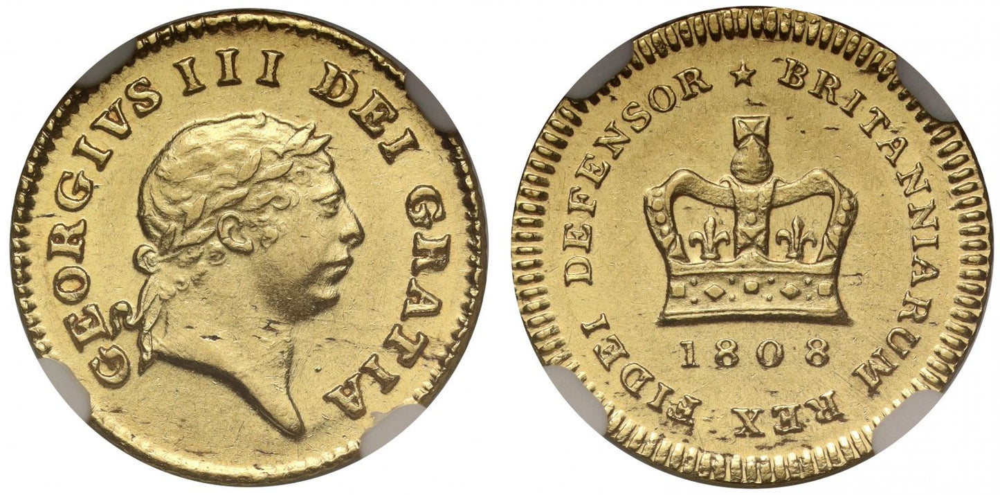 George III 1808 Third-Guinea, third type, NGC AU58