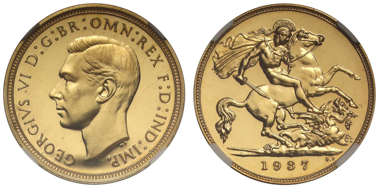 George VI 1937 proof Half-Sovereign, Coronation issue, NGC PF66