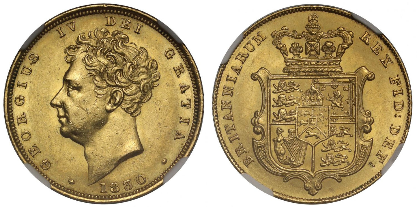 George IV 1830 Sovereign, bare head final date of reign, MS61