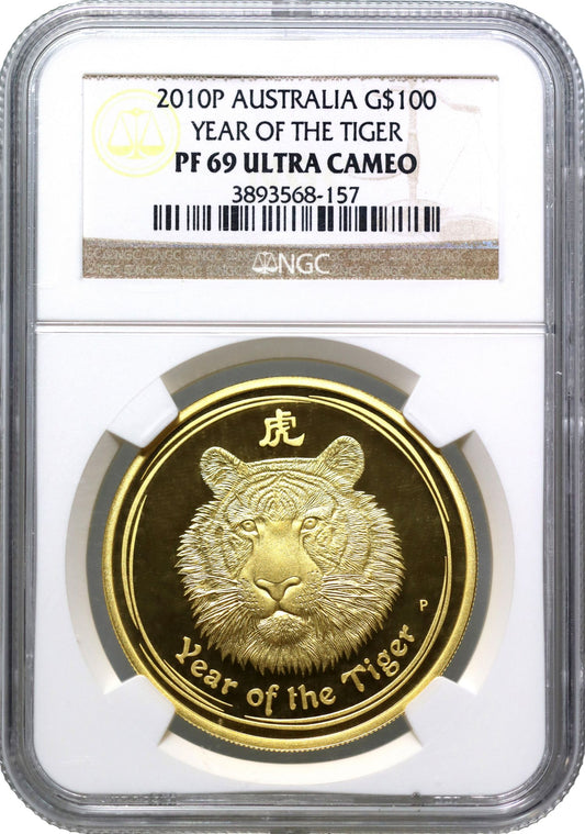 Australia 2010 gold proof 1oz Year of the Tiger PF69 UCAM