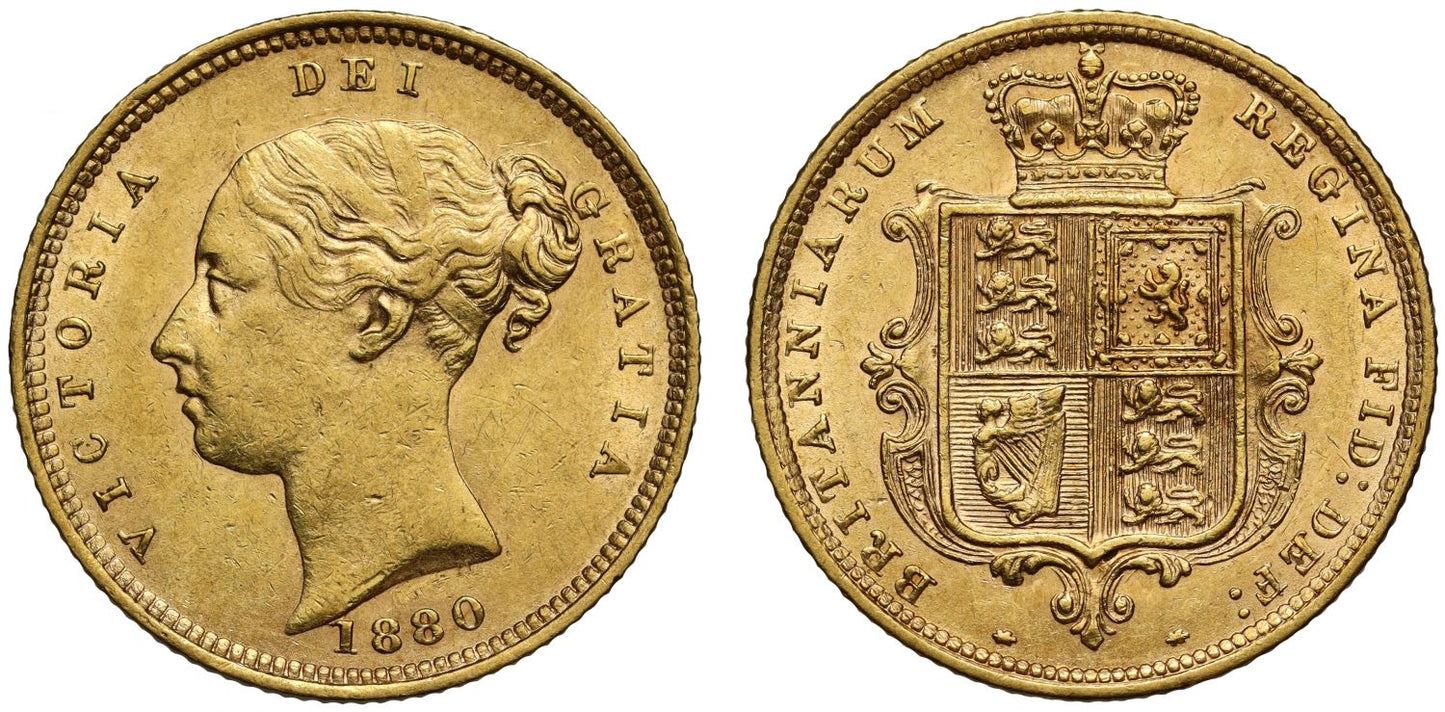 Victoria 1880 Half-Sovereign, no die number, fifth head