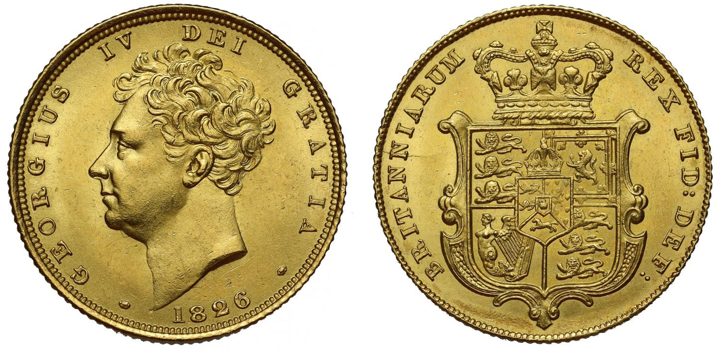 George IV 1826 Sovereign, bare head, MS64, 2nd finest