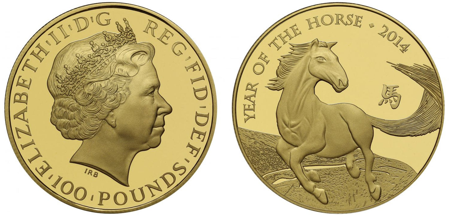 Elizabeth II 2014 gold proof 1oz Lunar Year of the Horse