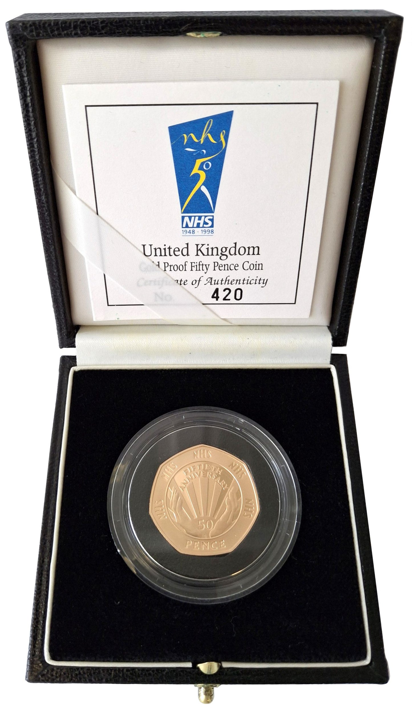 Elizabeth II 1998 gold proof 50p NHS