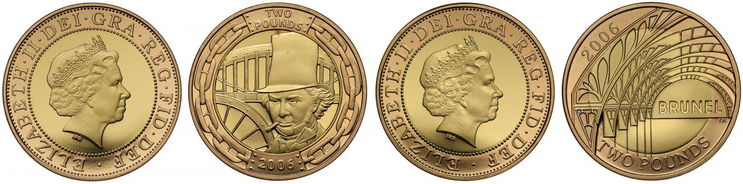 * Elizabeth II 2006 proof Two-Pounds 2-coin Set Brunel Man
